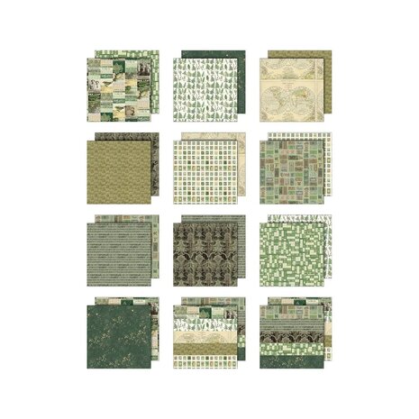 Tim Holtz Idea-ology 8 x 8 Palette Paper Collection Green (TH94474)